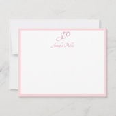 Script Monogrammed Modish Blush Pink Minimalist Notitiekaartje (Voorkant)