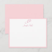 Script Monogrammed Modish Blush Pink Minimalist Notitiekaartje (Voorkant / Achterkant)