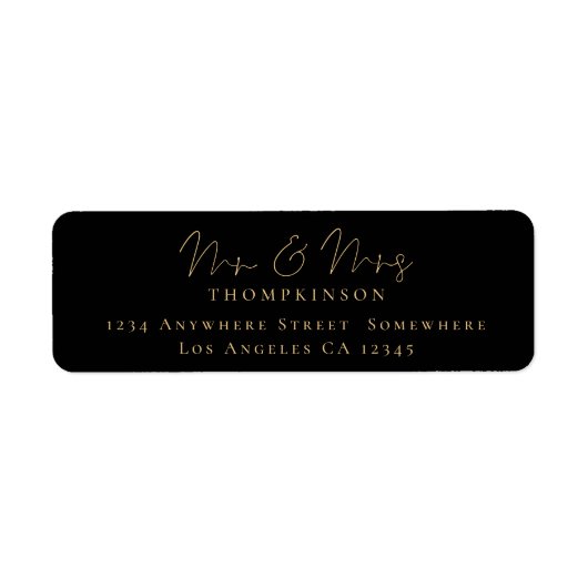Script Mr. en Mrs. Black Gold Retouradres Etiket (Voorkant)