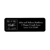 Script Mr en Mrs Monogram Trouwdag Zwart Etiket (Voorkant)