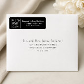Script Mr en Mrs Monogram Trouwdag Zwart Etiket
