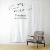 Script Mr & Mrs Links Uitgelijnde Foto Achtergrond Wandkleed (In situ)