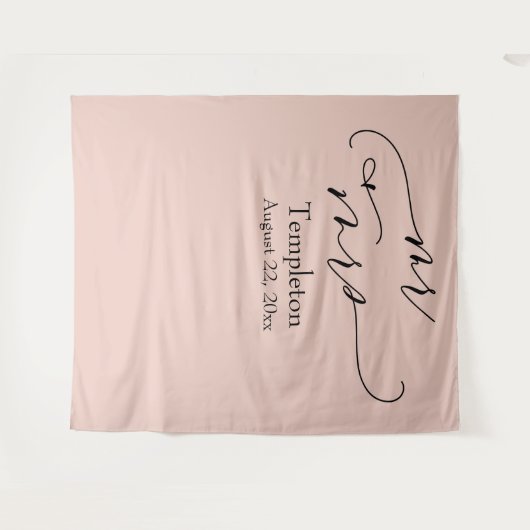 Script Mr & Mrs Simple Blush Foto Achtergrond Wandkleed (Voorkant (horizontaal))