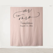 Script Mr & Mrs Simple Blush Foto Achtergrond Wandkleed (Voorkant)