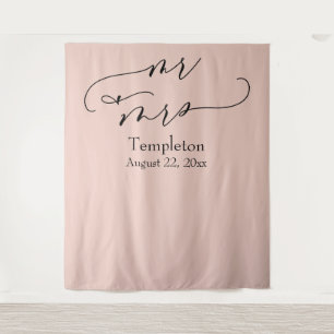 Script Mr & Mrs Simple Blush Foto Achtergrond Wandkleed