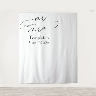 Script Mr & Mrs Simple Links Uitgelijnde Foto Acht Wandkleed