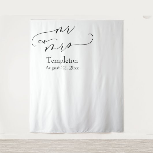 Script Mr & Mrs Simple Links Uitgelijnde Foto Acht Wandkleed (Voorkant)
