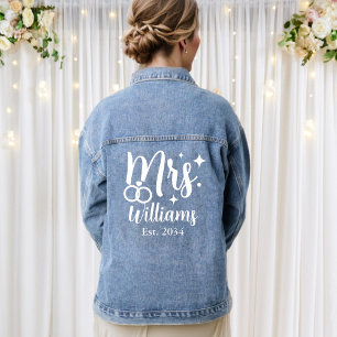 Script Mrs Wedding Vastgestelde Datum Bruid Jean Denim Jacket