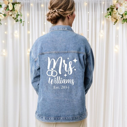 Script Mrs Wedding Vastgestelde Datum Bruid Jean Denim Jacket