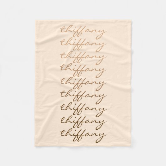 Script Naam Beige Gradiënt Herhalende Naam Fleece Deken (Voorkant)