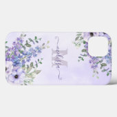 Script Naam Blush Paarse Wildflower Monogram Case-Mate iPhone Case (Achterkant (horizontaal))