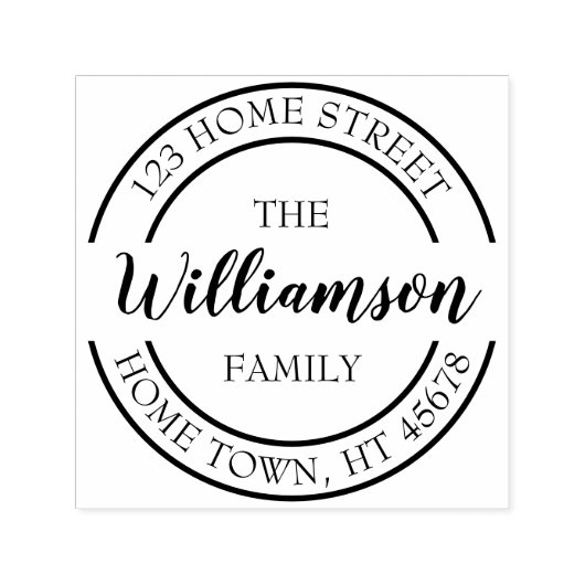 Script Naam Cirkel Retouradres Zelfinktende Stempel (Design)