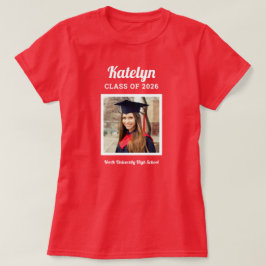 Script Naam Foto Klas van 2026 Rood T-shirt