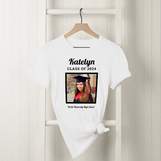 Script Naam Foto Klas van 2026 Wit T-shirt