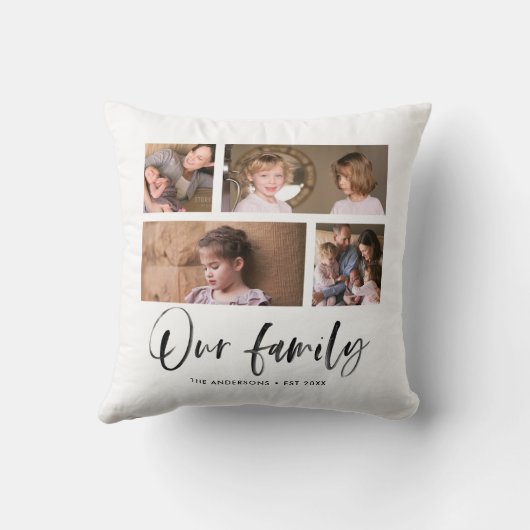 Script Naam Fotocollage van ons gezin Kussen (Achterkant)
