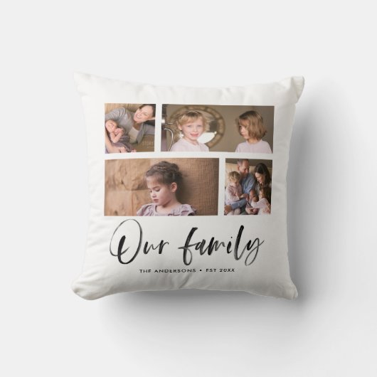Script Naam Fotocollage van ons gezin Kussen (Voorkant)