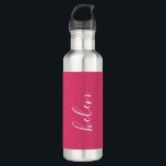 Script Naam Gepersonaliseerde Gift Custom Pink Waterfles<br><div class="desc">Een prachtige waterfles met een aangepaste naam in een modern,  elegant scriptlettertype. In roze en wit. Heerlijk als Moederdag,  vakantie,  verjaardag,  housewarming of bruidsmeisje cadeau.</div>