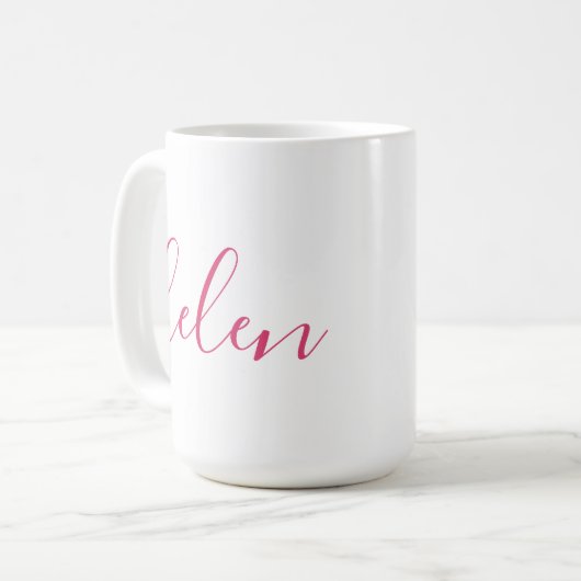 Script Naam Gepersonaliseerde Gift Custom Roze Wit Koffiemok (Voorkant links)