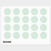 Script Naam Gepersonaliseerde Mint Green Elegant Ronde Sticker (Vel)