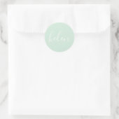 Script Naam Gepersonaliseerde Mint Green Elegant Ronde Sticker (Tas)