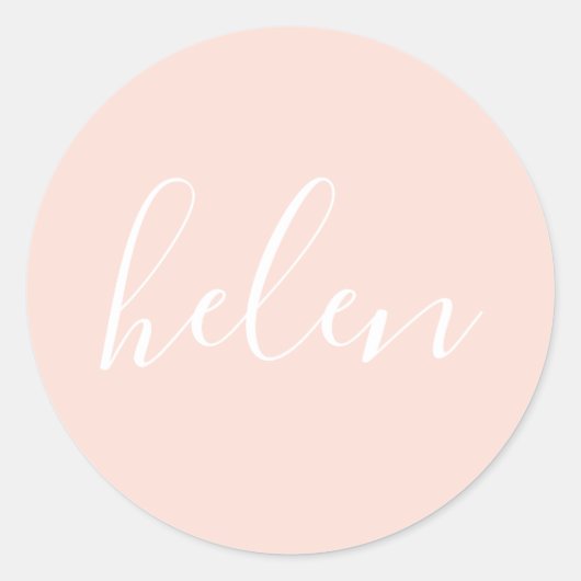 Script Naam Gepersonaliseerde Pastel Peach Elegant Ronde Sticker (Voorkant)