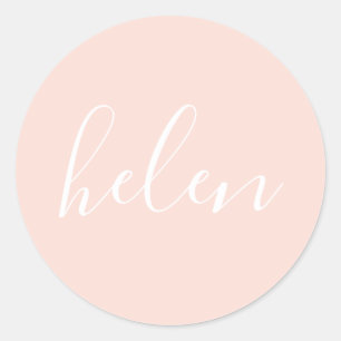 Script Naam Gepersonaliseerde Pastel Peach Elegant Ronde Sticker