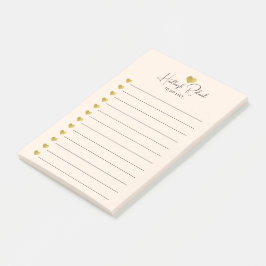 Script Naam Gouden Hart Monogram Perzik Post-it® Notes