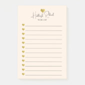 Script Naam Gouden Hart Monogram Perzik Post-it® Notes (Voorkant)