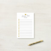Script Naam Gouden Hart Monogram Post-it® Notes (Op bureau)