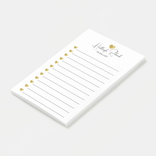 Script Naam Gouden Hart Monogram Post-it® Notes (Schuin)