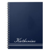 Script Naam Minimalistisch Navy Blau Notitieboek (Voorkant)
