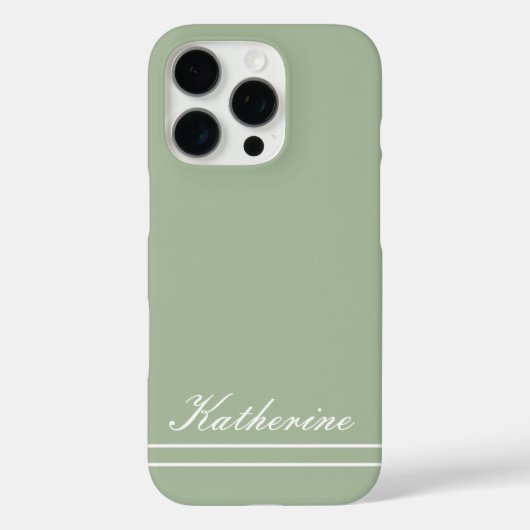 Script Naam Minimalistische Groene Eucalyptus Case-Mate iPhone Case (Achterkant)