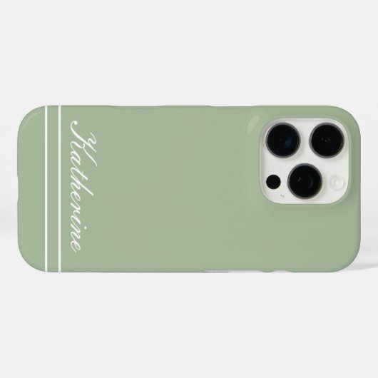 Script Naam Minimalistische Groene Eucalyptus Case-Mate iPhone Case (Achterkant (horizontaal))