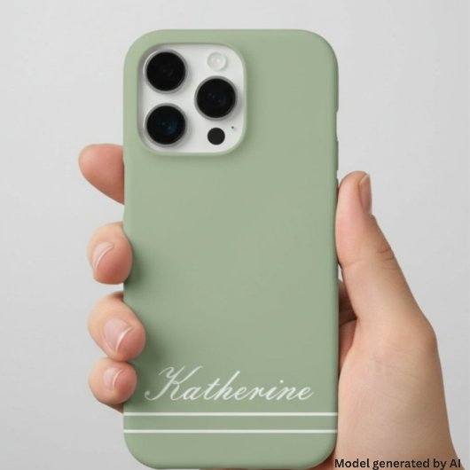 Script Naam Minimalistische Groene Eucalyptus Case-Mate iPhone Case