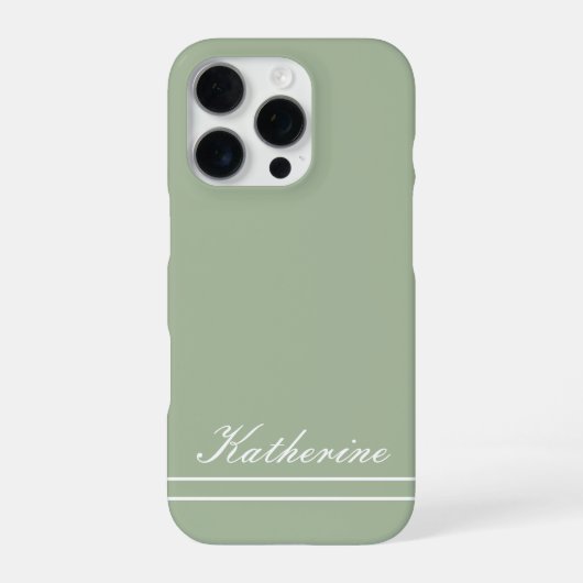 Script Naam Minimalistische Groene Eucalyptus iPhone Hoesje (Achterkant)
