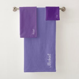 Script Naam Moderne Sjabloon Elegant Blauw Paars Bad Handdoek
