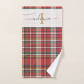 Script Naam Monogram Geruite Rustieke Rode Bad Handdoek (Handdoek)