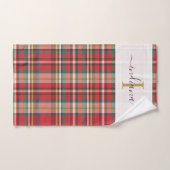 Script Naam Monogram Geruite Rustieke Rode Bad Handdoek (Handdoek)