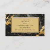 Script Naam Monogram Zwart en Goud Marmer Visitekaartje (Achterkant)