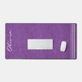 Script naam, Paarse denim print, witte accenten Bureaumat (Keyboard & Muis)