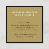 Script Naam Professioneel Goud Zwart Modern Elegan Vierkante Visitekaartje (Achterkant)