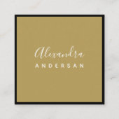 Script Naam Professioneel Goud Zwart Modern Elegan Vierkante Visitekaartje (Voorkant)