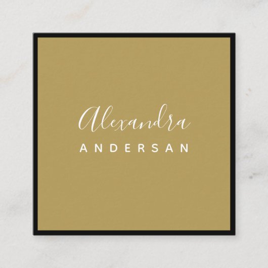 Script Naam Professioneel Goud Zwart Modern Elegan Vierkante Visitekaartje (Voorkant)