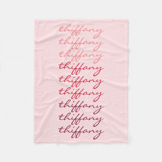 Script Naam Roze Gradiënt Herhalende Naam Fleece Deken (Voorkant)