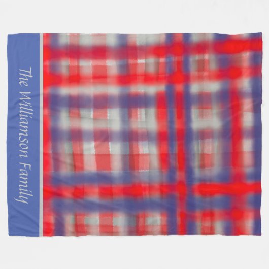 Script naam tartan rood blauw grijs moderne waterv fleece deken (Voorkant (Horizontaal))