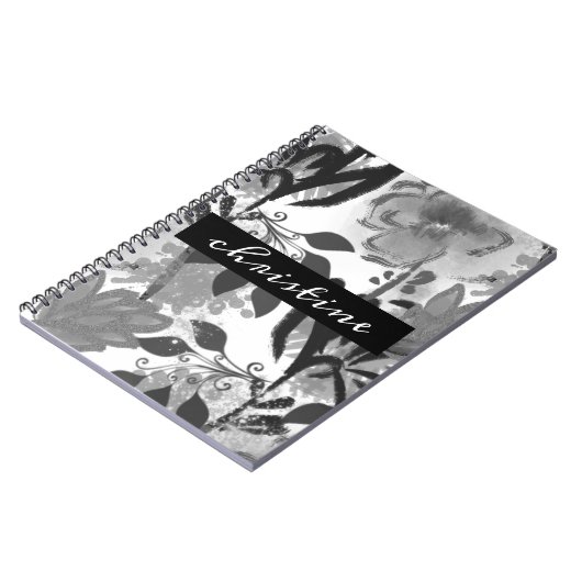 Script-naam toevoegen | Zwarte flessenpatroon Notitieboek (Linkerzijde)