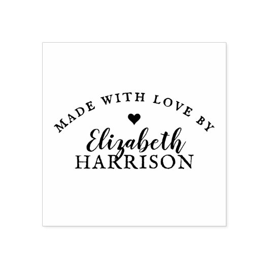 Script Naam & Typografie Gemaakt met Love Heart Rubberstempel (Afrduk)