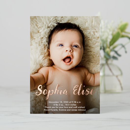 Script Naam Verticale foto's Geboorte Aankondiging (Staand Voorkant)