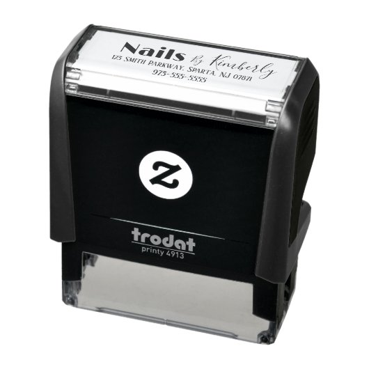 Script Nagelstudio Naam Adres Telefoon Zelfinktende Stempel (Product)