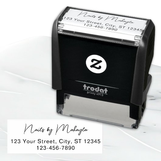 Script Nagelstudio Naam Retouradres Telefoon Zelfinktende Stempel